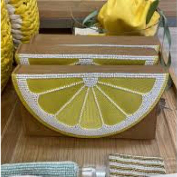 NWT Beaded Lemon Travel Folio w/ mirror jewelry storage clutch Viral On TikTok! - Picture 8 of 11